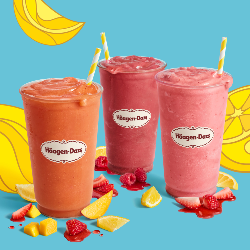 Frozen Lemonade Enjoy limited edition strawberry mango, strawberry and raspberry frozen lemonades made with refreshing lemonade and our real fruit sorbets.